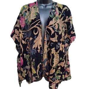 J&X NY Cardigan One Size Velvet Burnout Floral Fairy Goth Dark Romantic